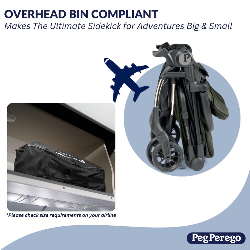 Peg Perego Volo Ultra Lightweight Carry On Compliant Travel Stroller Adjustable Features  Reclining Seat  Designed for Everyday Comfort from Newborn to 50lbs Blue Shine Blue  Copper - Image 5