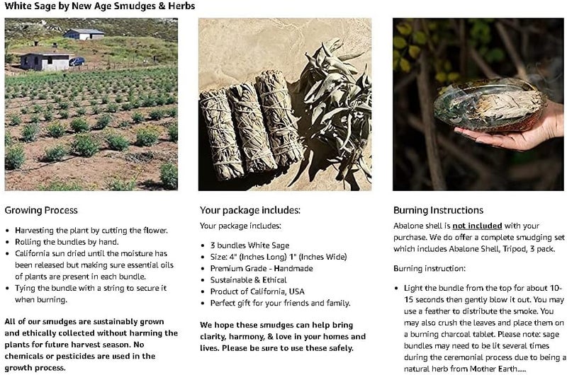 sheful California White Sage 3 Pack, 4 Inches Long California White Sage for Home Cleansing, and Fragrance, Meditation, Smudging Rituals, Purifying Ceremonial Ritual, Ramadan Eid Gift - Image 4