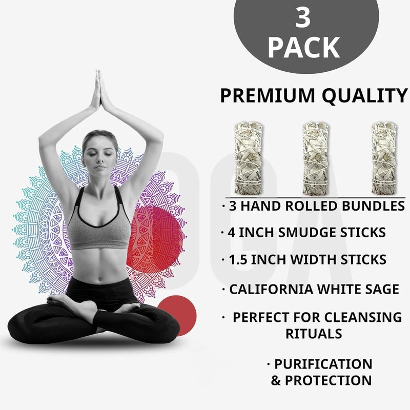 sheful California White Sage 3 Pack, 4 Inches Long California White Sage for Home Cleansing, and Fragrance, Meditation, Smudging Rituals, Purifying Ceremonial Ritual, Ramadan Eid Gift - Image 2
