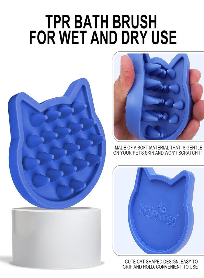 Histotree Blue Cat-Shaped Dog Shampoo Brush Dog Washing Brush Massage Bath Brush for Dogs Cats Remove Loose Hair Knots Gentle Pet Grooming Tool Deep Cleansing - Image 3