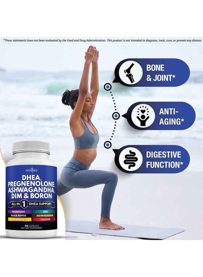 NEW AGE DHEA Supplement - Pregnenolone for Men & Women with DIM, Ashwagandha, Boron, Calcium, Magnesium, Zinc, Vitamin D3 5000iu - Support Capsules - 120 Count - Image 5