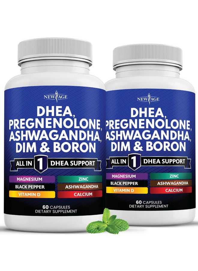 NEW AGE DHEA Supplement - Pregnenolone for Men & Women with DIM, Ashwagandha, Boron, Calcium, Magnesium, Zinc, Vitamin D3 5000iu - Support Capsules - 120 Count - Image 1