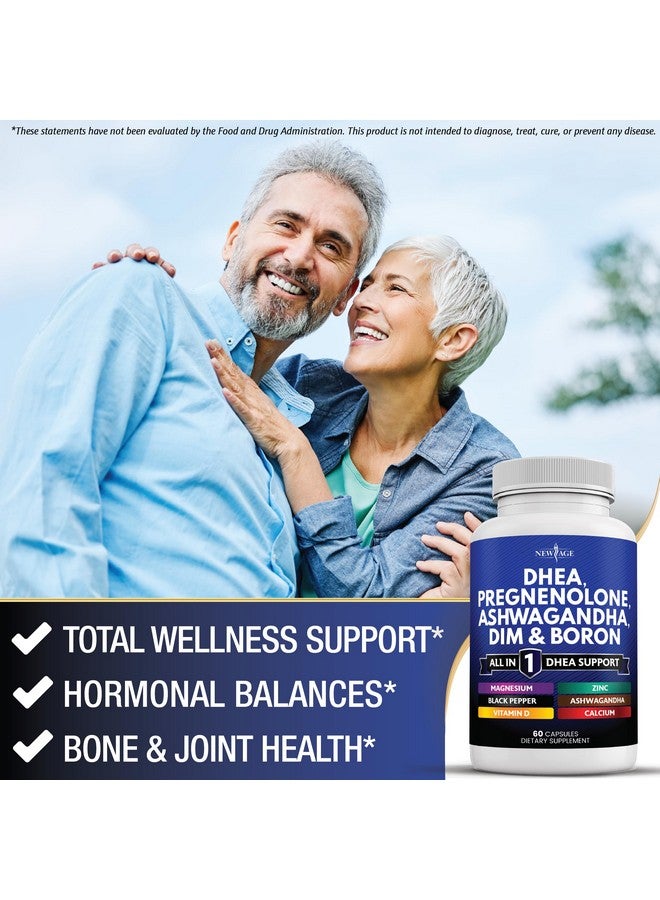 NEW AGE DHEA Supplement - Pregnenolone for Men & Women with DIM, Ashwagandha, Boron, Calcium, Magnesium, Zinc, Vitamin D3 5000iu - Support Capsules - 120 Count - Image 4
