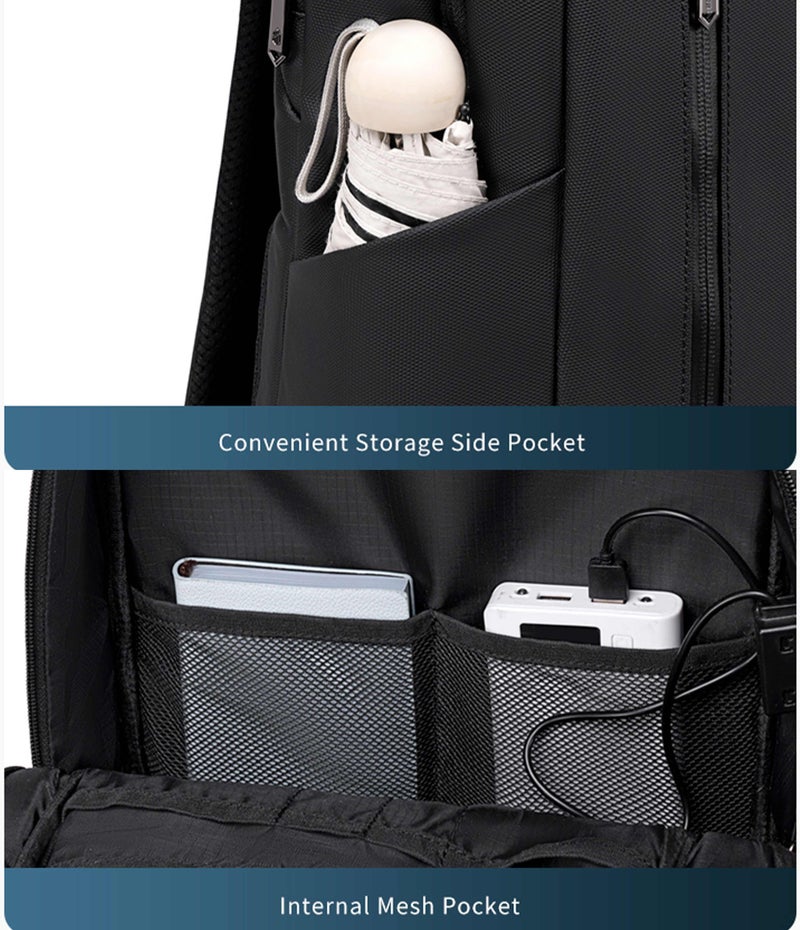 ARCTIC HUNTER Unisex Slim Laptop Backpack Water Resistant Anti-Theft Daypack with USB/Type-C Port for Business Casual Travel College for Men Women, B00915, Black - Image 4