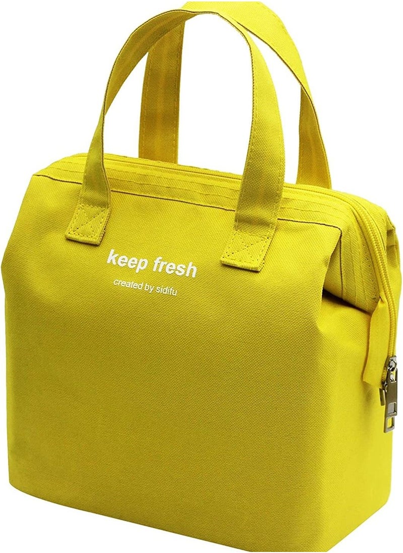 KASTWAVE Lunch Bag Bento Bag, Thickened Thermal Insulation Refrigerated Bento Tote Bag, Lunch Box Carrying Bag for Students Ladies Men Picnic Work Outdoor Yellow  - Image 1