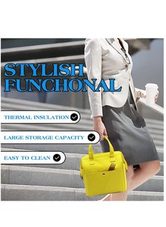 KASTWAVE Lunch Bag Bento Bag, Thickened Thermal Insulation Refrigerated Bento Tote Bag, Lunch Box Carrying Bag for Students Ladies Men Picnic Work Outdoor Yellow  - Image 5