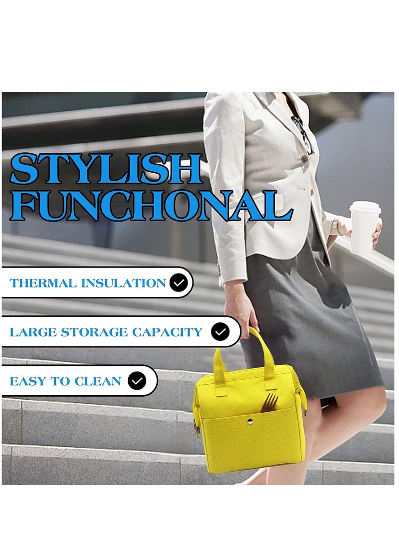 KASTWAVE Lunch Bag Bento Bag, Thickened Thermal Insulation Refrigerated Bento Tote Bag, Lunch Box Carrying Bag for Students Ladies Men Picnic Work Outdoor Yellow  - Image 5