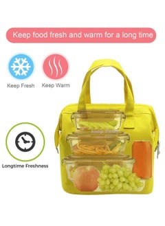 KASTWAVE Lunch Bag Bento Bag, Thickened Thermal Insulation Refrigerated Bento Tote Bag, Lunch Box Carrying Bag for Students Ladies Men Picnic Work Outdoor Yellow  - Image 2
