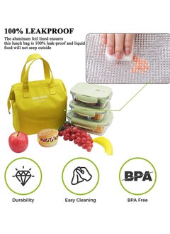 KASTWAVE Lunch Bag Bento Bag, Thickened Thermal Insulation Refrigerated Bento Tote Bag, Lunch Box Carrying Bag for Students Ladies Men Picnic Work Outdoor Yellow  - Image 3