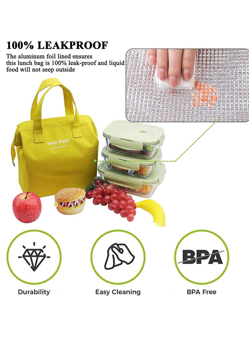 KASTWAVE Lunch Bag Bento Bag, Thickened Thermal Insulation Refrigerated Bento Tote Bag, Lunch Box Carrying Bag for Students Ladies Men Picnic Work Outdoor Yellow  - Image 3