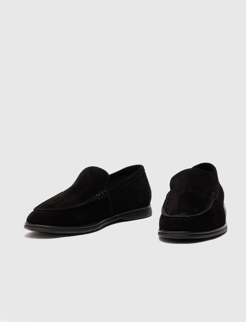 Cabani Leather Black Suede Men's Casual Shoes