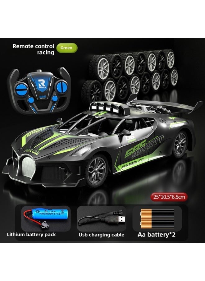 Generic Boy's Remote Control Car Hand-Controlled Drift Car Drift Fast Mini Simulation Wireless Racing Boy's Toy-Color:Xl 25cm★ Galvanized Sports Car (black And Green)-Scale:[single Battery Standard] Battery Life Is About 30 Minutes (home Signal Is About 3m Distance)  - Image 1