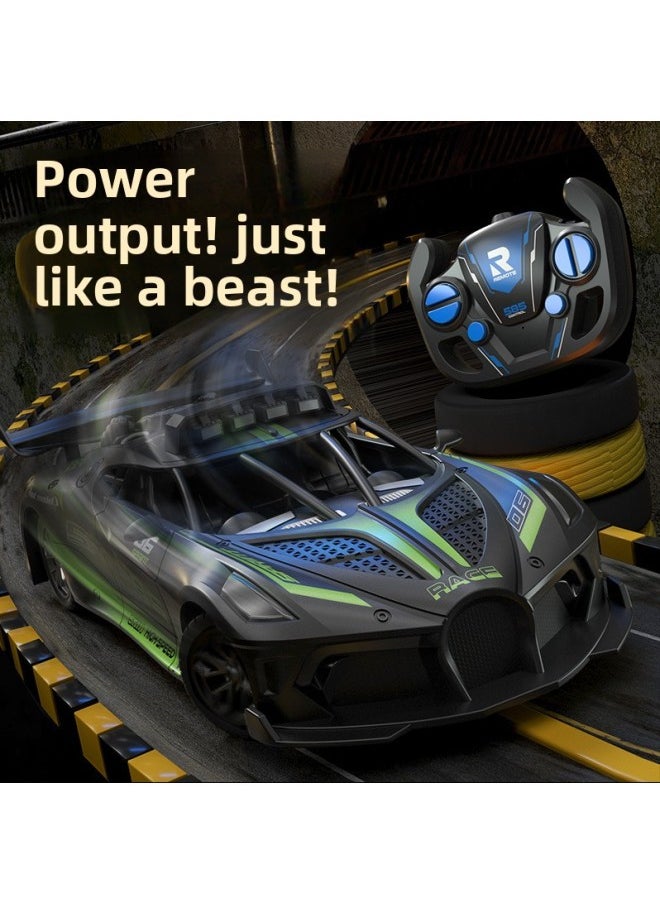 Generic Boy's Remote Control Car Hand-Controlled Drift Car Drift Fast Mini Simulation Wireless Racing Boy's Toy-Color:Xl 25cm★ Galvanized Sports Car (black And Green)-Scale:[single Battery Standard] Battery Life Is About 30 Minutes (home Signal Is About 3m Distance)  - Image 2