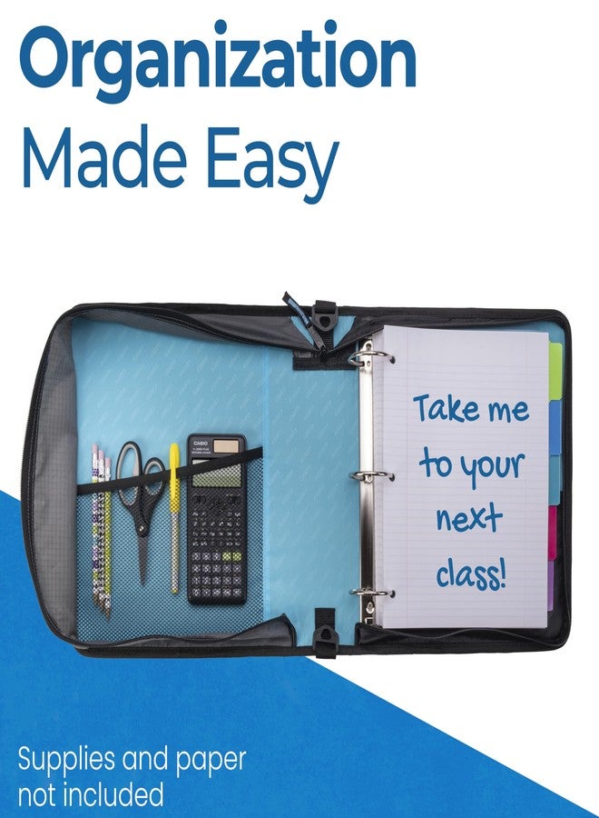 Case it The Universal Zipper Binder - 2 Inch O-Rings - Padded Pocket That Holds up to 13 Inch Laptop/Tablet - Multiple Pockets - 400 Page Capacity - Comes with Shoulder Strap - Teal LT-007 - Image 4