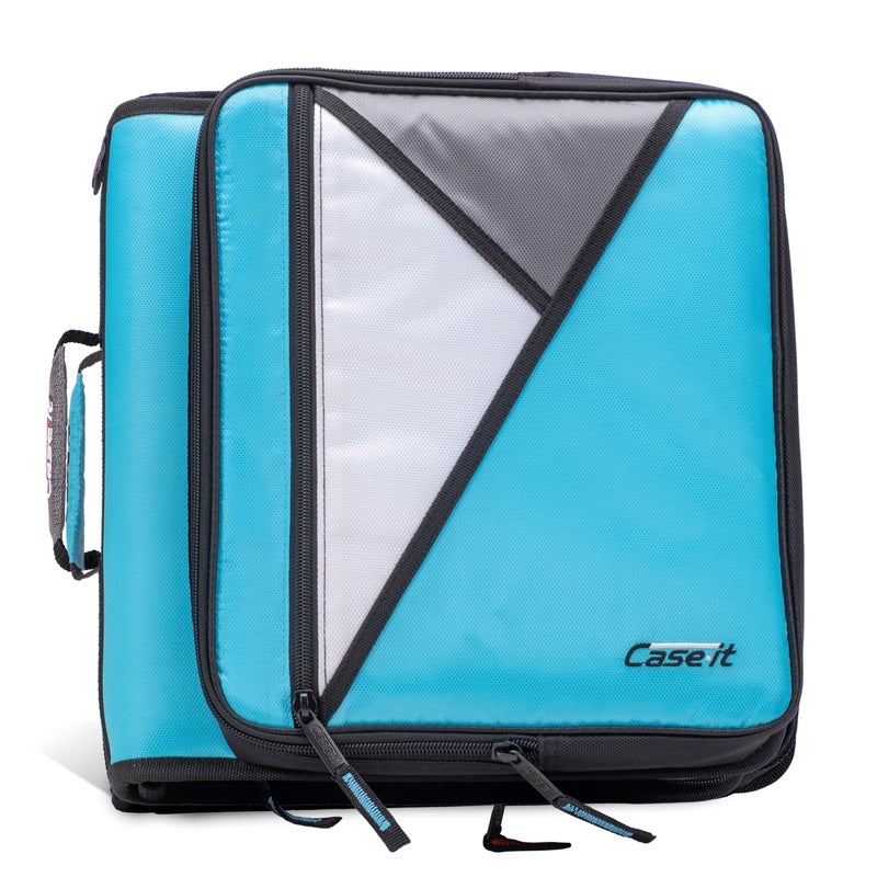Case it The Universal Zipper Binder - 2 Inch O-Rings - Padded Pocket That Holds up to 13 Inch Laptop/Tablet - Multiple Pockets - 400 Page Capacity - Comes with Shoulder Strap - Teal LT-007 - Image 1