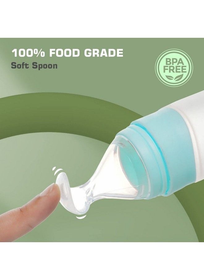 R for Rabbit - Premium First Feed Baby Feeding Spoon Ultra Soft Food Grade Silicone For Cereals For Infant Baby 4 Months Plus (Blue) - Image 1