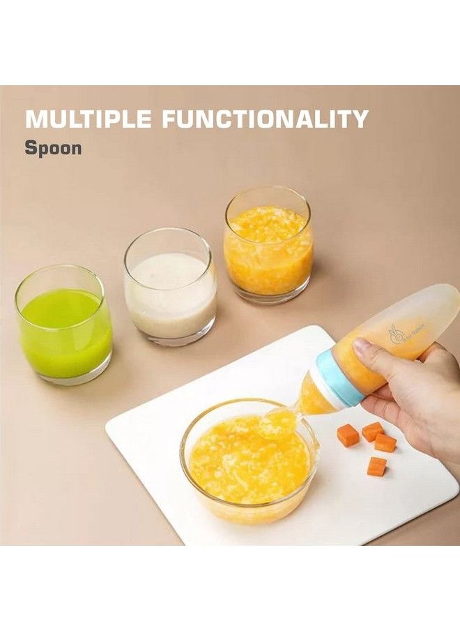 R for Rabbit - Premium First Feed Baby Feeding Spoon Ultra Soft Food Grade Silicone For Cereals For Infant Baby 4 Months Plus (Blue) - Image 1