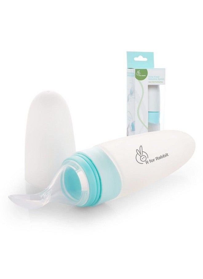 R for Rabbit - Premium First Feed Baby Feeding Spoon Ultra Soft Food Grade Silicone For Cereals For Infant Baby 4 Months Plus (Blue) - Image 1
