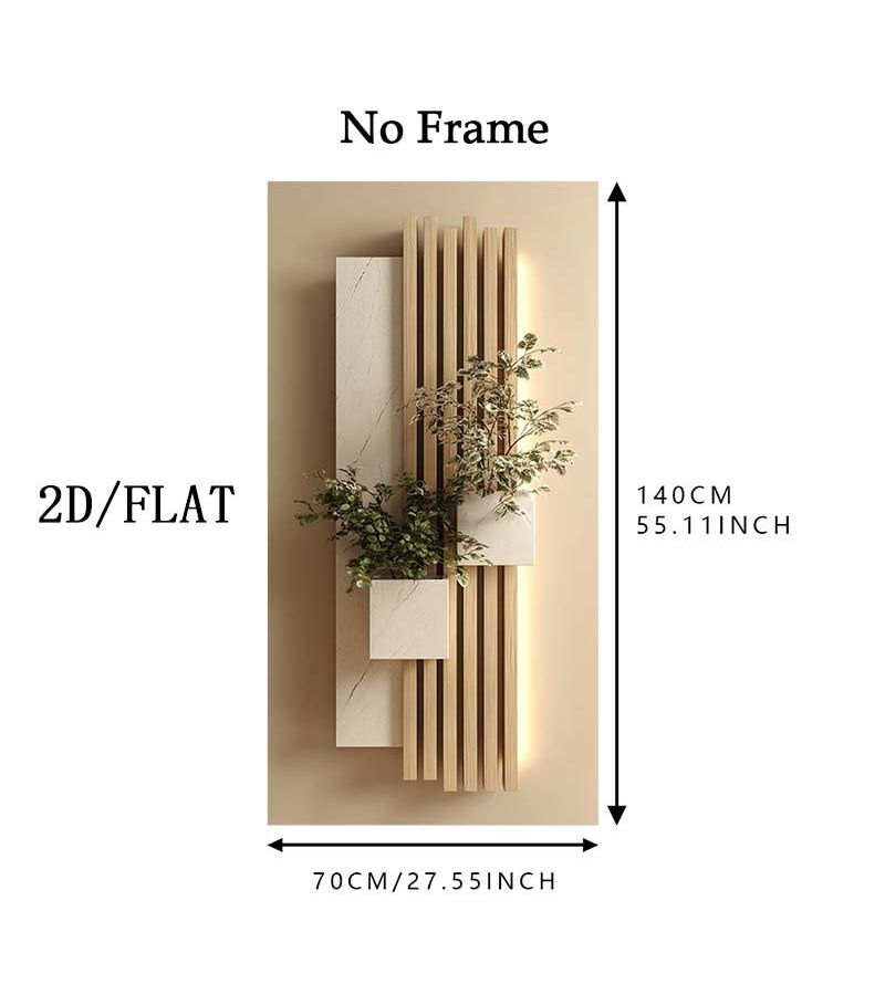 Frameless Modern Wall Art With Wooden Slats 27.5x55.1in Large Minimalist Home Decor - Image 2