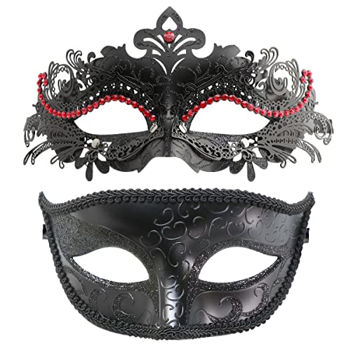 Coddsmz Couple Masquerade Mask Set Venetian Party Mardi Gras Halloween Costume Fancy Dress Mask for Women Men - Image 1