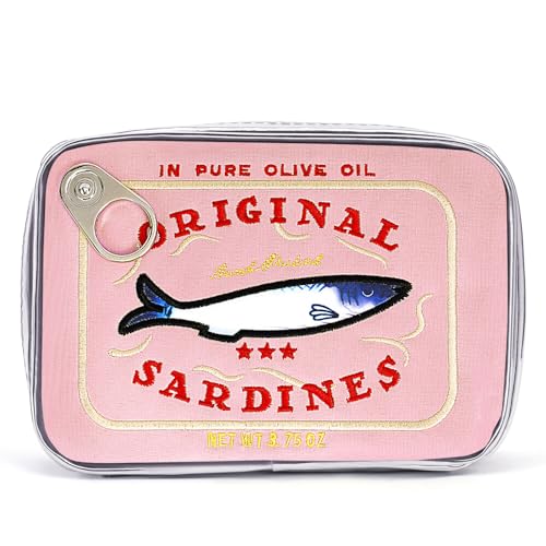 Cessfle Canned Sardines Makeup Bag, Funny Sardine Tin Fish Cosmetic Bag, Creative Cute Makeup Bag Kawaii Pencil Case Pouch, Coquette Make up Pouch for Women - Image 1