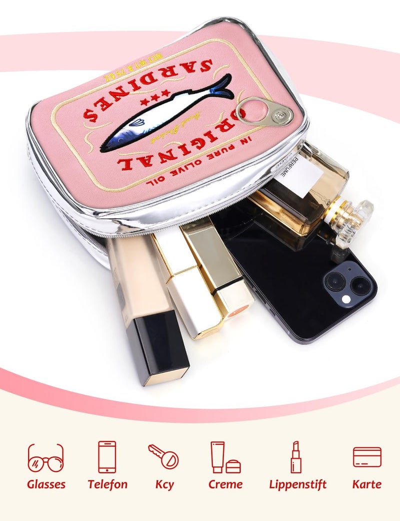 Cessfle Canned Sardines Makeup Bag, Funny Sardine Tin Fish Cosmetic Bag, Creative Cute Makeup Bag Kawaii Pencil Case Pouch, Coquette Make up Pouch for Women - Image 5