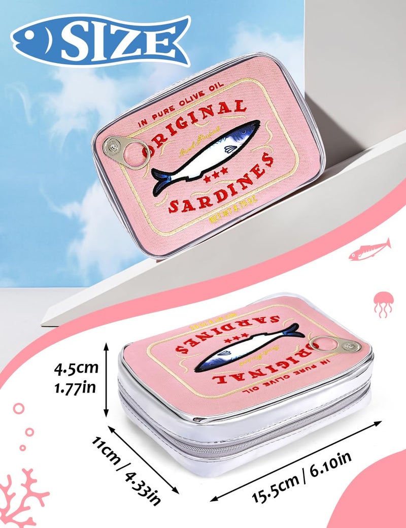 Cessfle Canned Sardines Makeup Bag, Funny Sardine Tin Fish Cosmetic Bag, Creative Cute Makeup Bag Kawaii Pencil Case Pouch, Coquette Make up Pouch for Women - Image 3