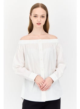 ESPRIT Women Off Shoulder Long Sleeves Shirt, White  - Image 1