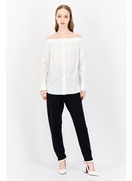 ESPRIT Women Off Shoulder Long Sleeves Shirt, White  - Image 2