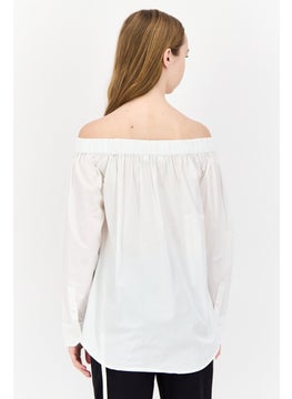 ESPRIT Women Off Shoulder Long Sleeves Shirt, White  - Image 4