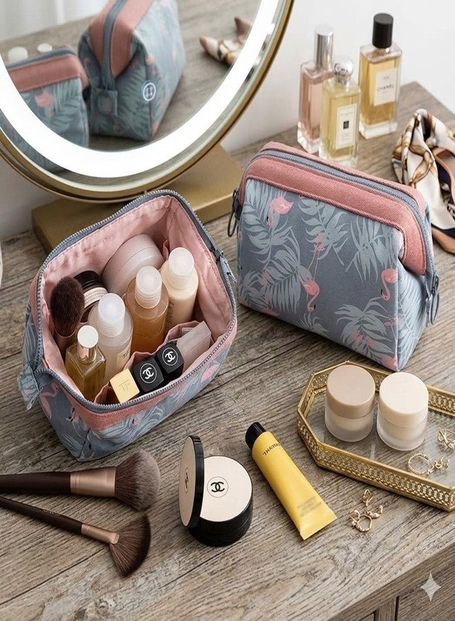 AASHRIT Naylon Cosmetic Toiletry Makeup Pouch with Portable Travel Multipurpose Water-Resistant Zipper Makeup Brush Bags - Flamingo ASPF-77 - Image 1