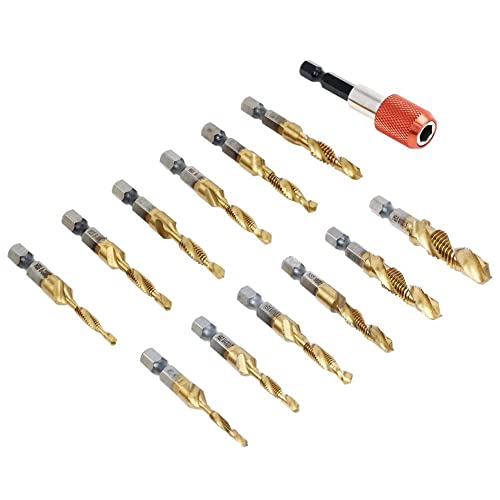 AUTOTOOLHOME Titanium Combination Drill Tap Bit Set 13PCS SAE and Metric Tap Bits Kit for Screw Thread Drilling Tapping Deburring Countersinking - Image 5