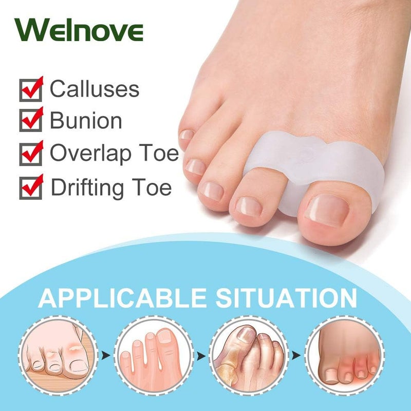 Welnove Pack of 12 Bunion Corrector Toe Separators with 2 Loops Big Toe Space Suitable for Bunion and Overlap Toe White - Image 3