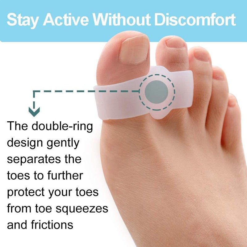 Welnove Pack of 12 Bunion Corrector Toe Separators with 2 Loops Big Toe Space Suitable for Bunion and Overlap Toe White - Image 4