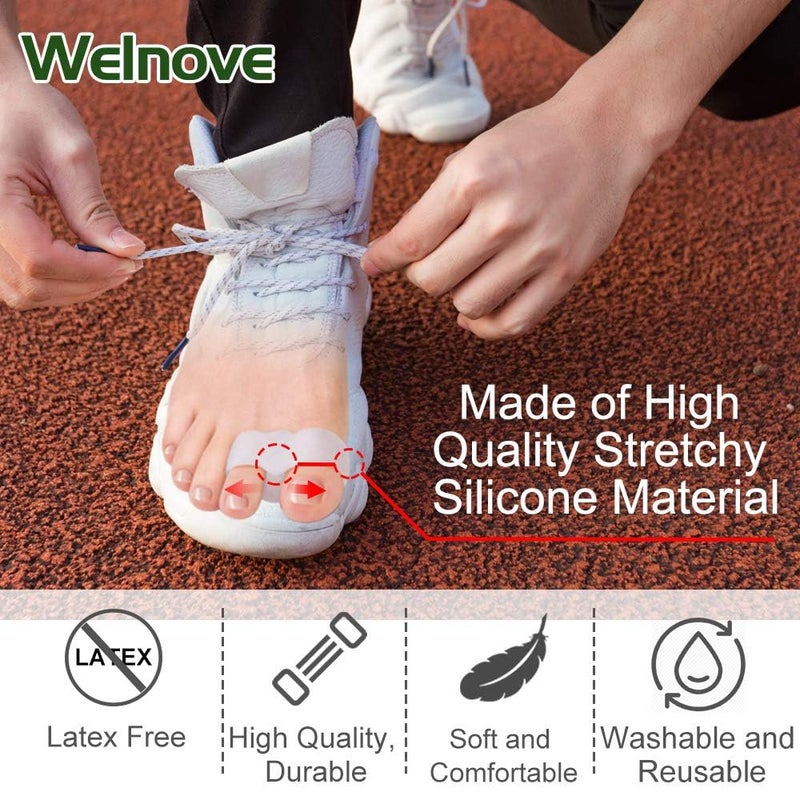 Welnove Pack of 12 Bunion Corrector Toe Separators with 2 Loops Big Toe Space Suitable for Bunion and Overlap Toe White - Image 5