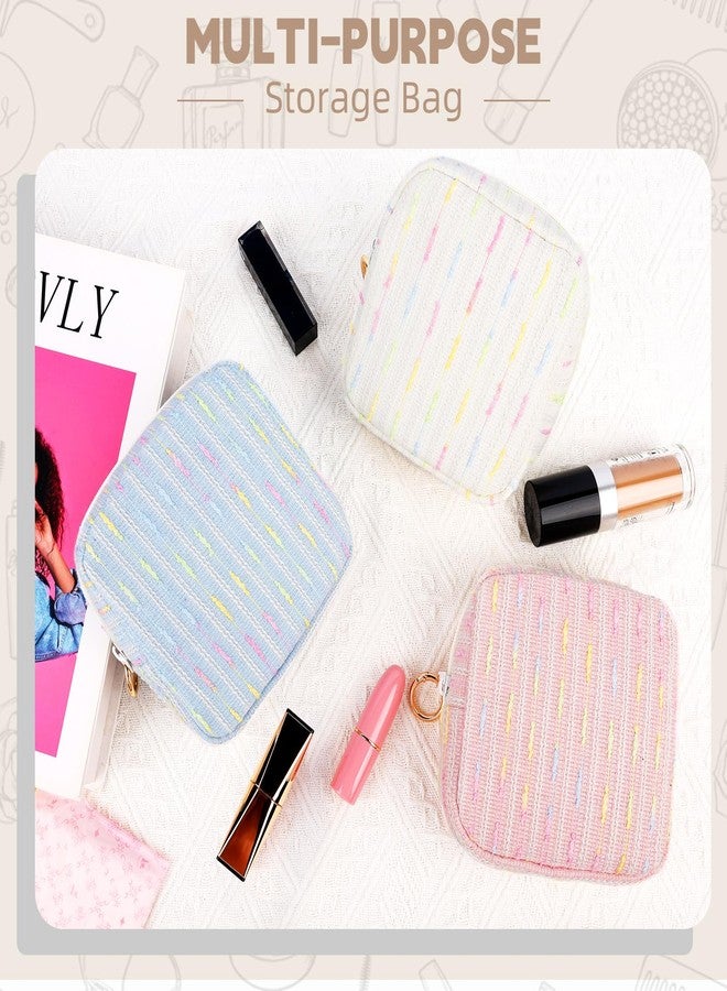 Playexen Period Bag for Teen Girls, Colorful Lines Sanitary Napkin Storage Bag, Menstrual Pad Pouches Tampon Holder for Purse (Blue - Image 4