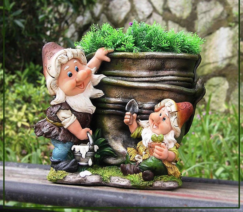 The Decorshed 2 Gnome with Bucket Flower Pot for Garden Decoration, Home Decor, Balcony Decor, Garden Planters - Image 1