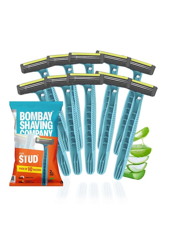 BOMBAY SHAVING COMPANY Flexi Smooth Stud Razor - 5 Pcs X 2 | Disposable Razor For Men  - Image 1