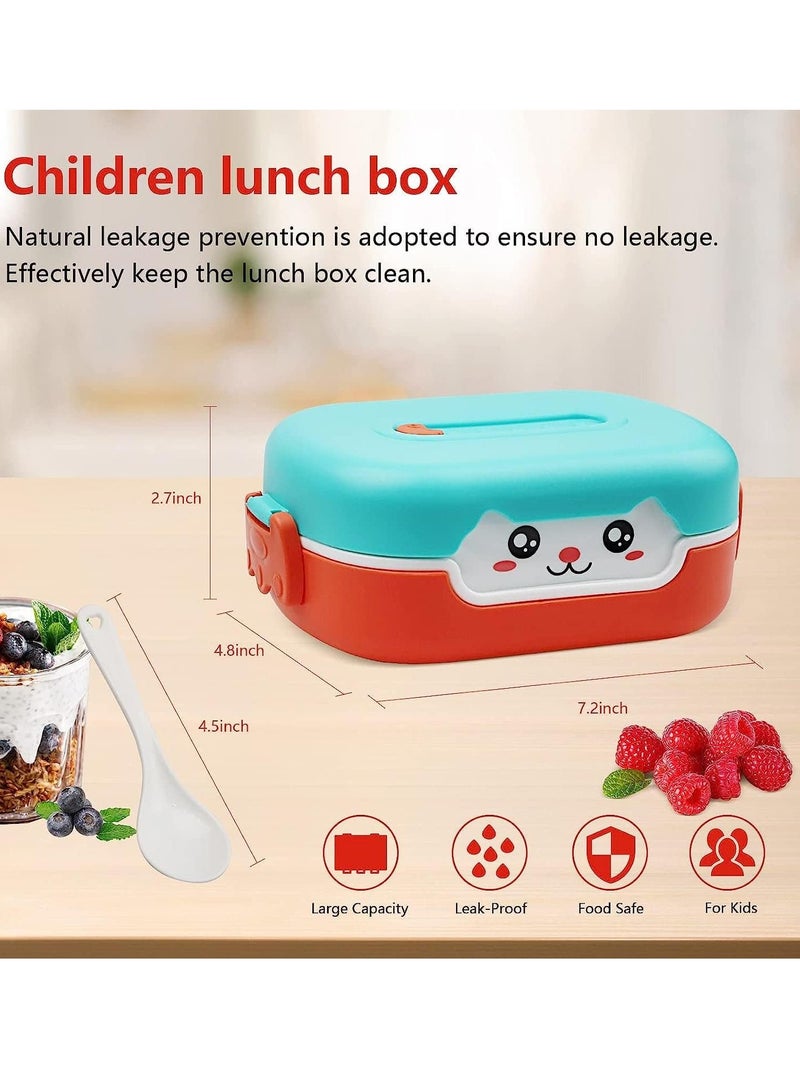 Bento Box for Kids, 700ml Bento Lunch Box, Cartoon Design Ideal Lunch Box Container, BPA and Chemical Dyes Free, Suitable for School Canteen, Microwave, Dishwasher Safe Lunch Container (Orange)  - Image 2