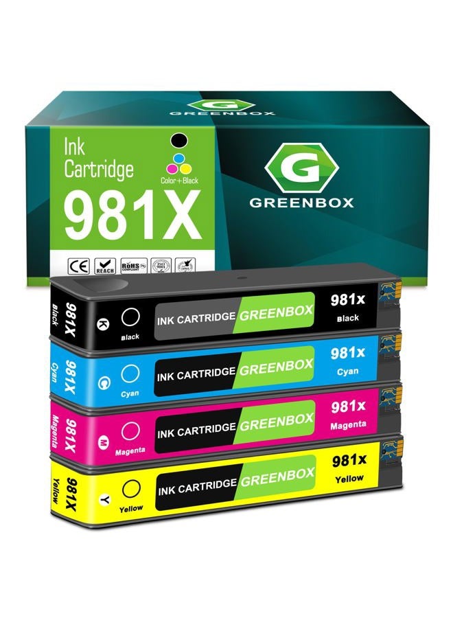 GREENBOX Remanufactured 981X Ink Cartridge Replacement for HP 981X for HP PageWide Enterprise Color 556, 556dn, 556xh, MFP 586, MFP 586z, MFP 586dn, MFP 586f (4 Pack) - Image 1