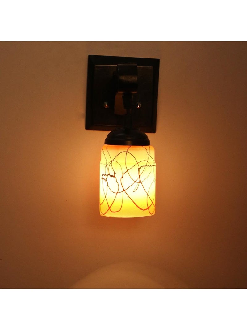 Somil Designed Pendant Style Wall Lamp with Colorful Glass Shade in Stylish Wood Wall Fixture - Image 3