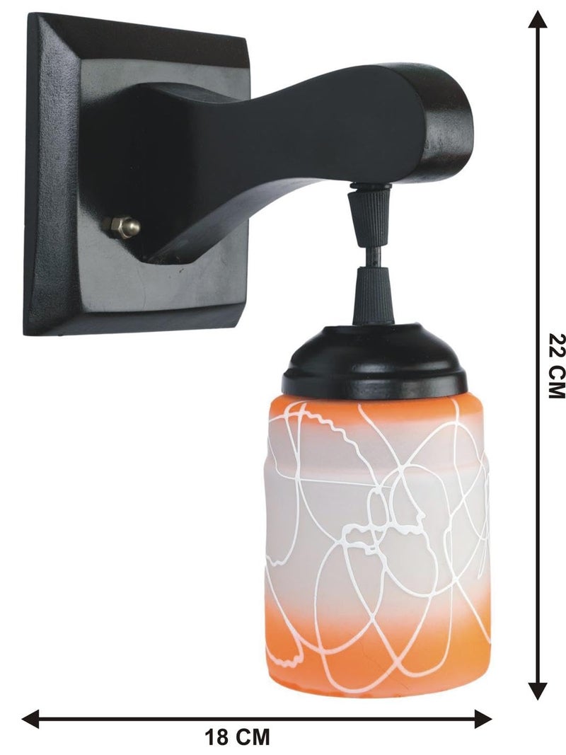 Somil Designed Pendant Style Wall Lamp with Colorful Glass Shade in Stylish Wood Wall Fixture - Image 4