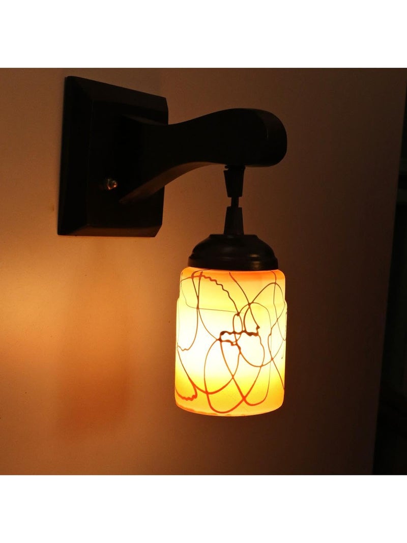 Somil Designed Pendant Style Wall Lamp with Colorful Glass Shade in Stylish Wood Wall Fixture - Image 2