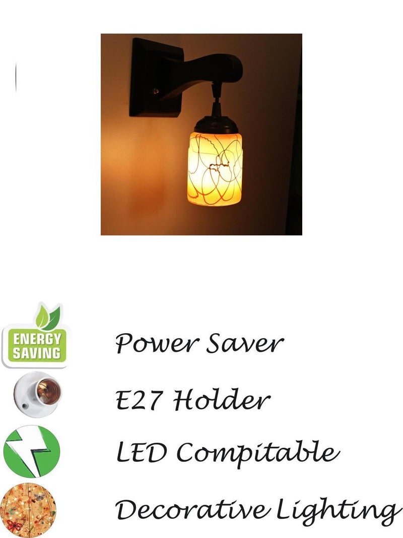 Somil Designed Pendant Style Wall Lamp with Colorful Glass Shade in Stylish Wood Wall Fixture - Image 5