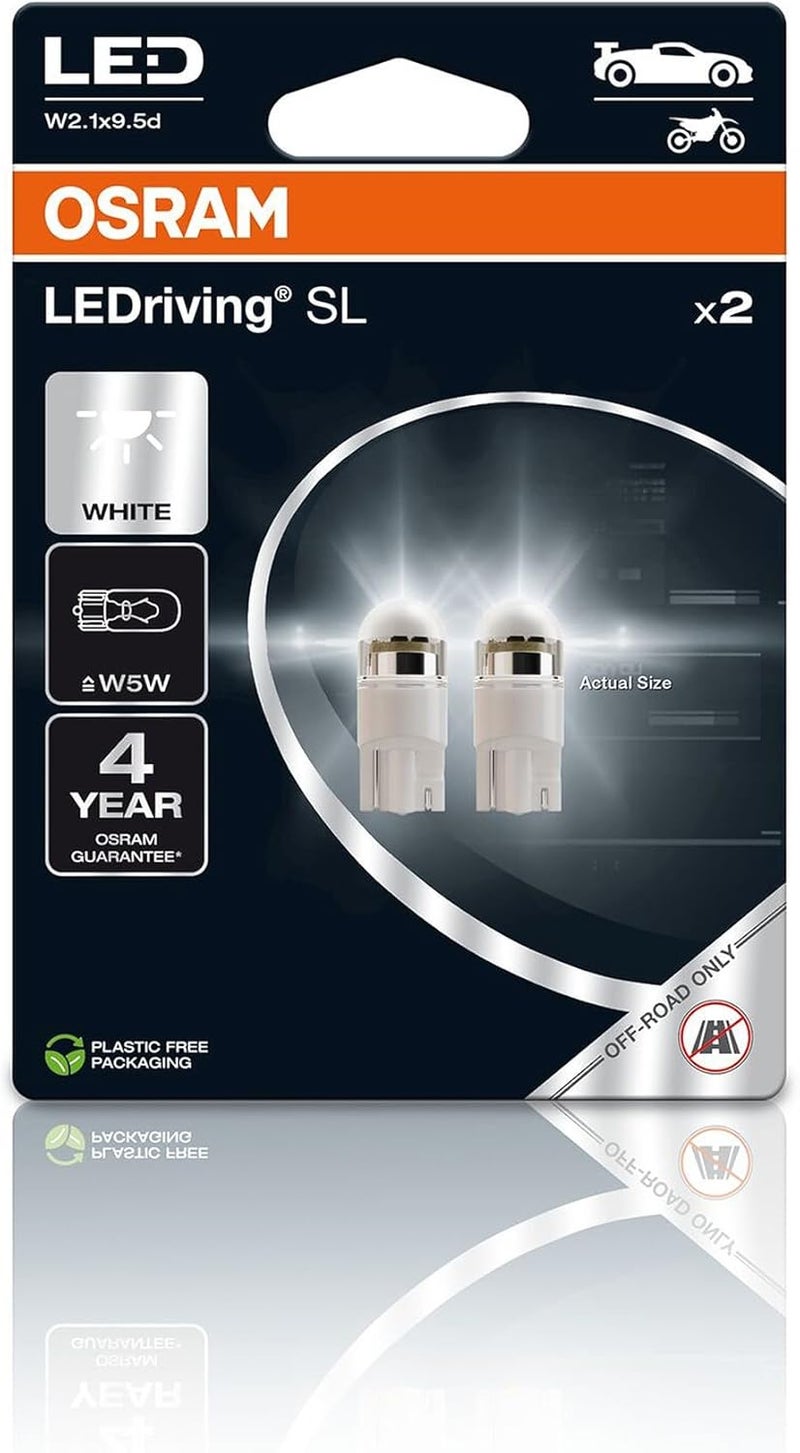 أوسرام LEDriving SL, ≜ W5W, أبيض 6000K, عبوة مزدوجة (مصباحان), تحويل LED, للاستخدام على الطرق الوعرة فقط - Image 1