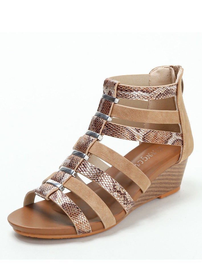 SIKETU Summer Slope Heel Women's Zipper Versatile Fish Mouth Roman Sandals  - Image 1