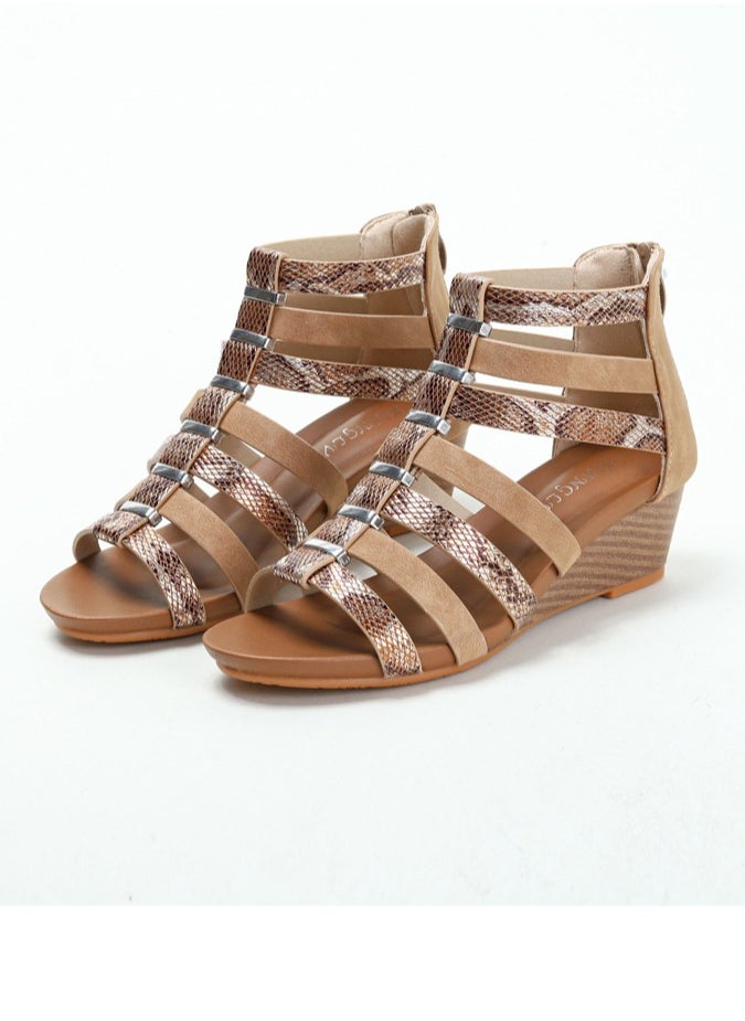 SIKETU Summer Slope Heel Women's Zipper Versatile Fish Mouth Roman Sandals  - Image 2