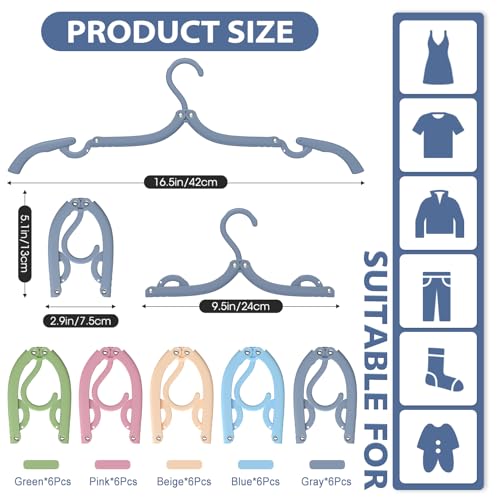 Besslly 30 Pcs Travel Hangers Portable Foldable Travel Hanger Organizer Plastic Cruise Essentials Clothes Drying Rack Folding Hangers for Camping Flying RV Europe Vacation Essentials Suitcase Multicolor - Image 3
