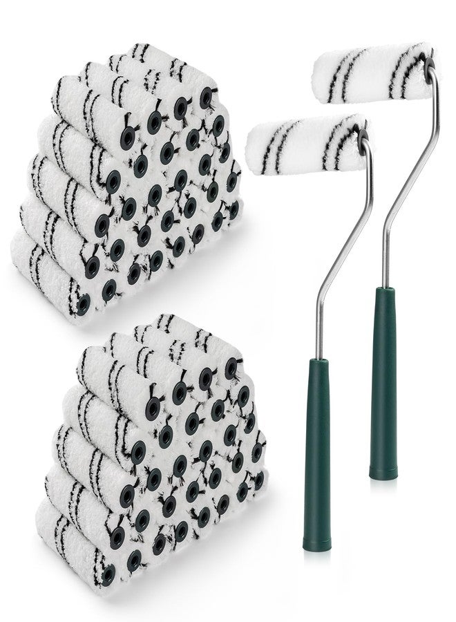 CoatPro Twools 60 Pack 4 Inch Microfiber Paint Roller Covers with 2pcs Anti Rust Metal Roller Frames, Professional Grade Painting Tools for Walls, Ceilings, Furniture - Image 1