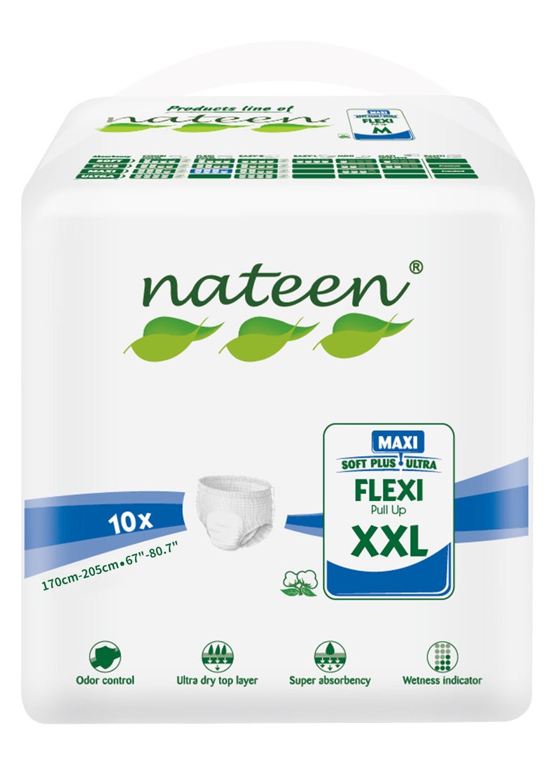 nateen Nateen Flexi Maxi Adult Diapers Pants,Incontinence Night Time Pull Up,XX-Large,Waist Size 170cm-205cm,10 Count Adult Pull Ups,Superior Comfort,Excellent Combination of Protection.(10 Count)  - Image 1